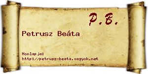 Petrusz Beáta névjegykártya