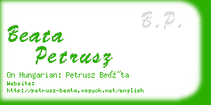 beata petrusz business card